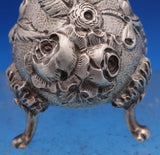 Repousse by Kirk Sterling Silver Open Salt Pepper Shaker & Spoon Set 3-pcs #8365