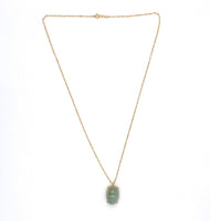 14k Yellow Gold Jadeite Jade Pendant with Bar Link Chain Jewelry (#J6223)