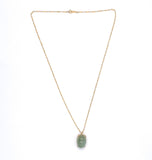 14k Yellow Gold Jadeite Jade Pendant with Bar Link Chain Jewelry (#J6223)