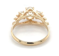 14k Yellow Gold Three-Stone Genuine Natural Moonstone Ring Size 6 (#J6926)