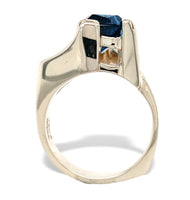 14k White Gold Heavy Modern Custom Genuine Natural Blue Topaz Ring (#J7313)