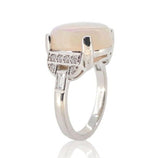 18k White Gold Large 6.88 Carat Genuine Australian Opal Diamond Ring (#J7009)