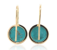 14k Gold 5.79ct TW Genuine Natural Kingman Turquoise Drop Earrings (#J6702)