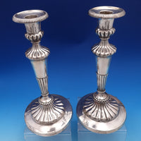 English Georgian Sterling Silver Candlestick Pair 11 3/4" Sheffield c1808 #8457