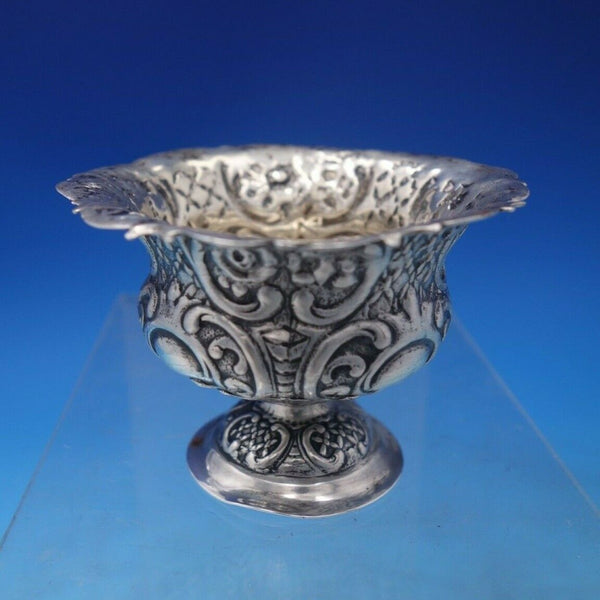 German Sterling Silver Salt Dip Master w/ Cast Flowers Lattice 2.57 ozt. (#6468)