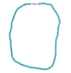 6mm Strand of Kingman Genuine Turquoise Beads Necklace w/ 14k Clasp 25" (#J6757)