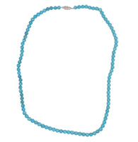 6mm Strand of Kingman Genuine Turquoise Beads Necklace w/ 14k Clasp 25" (#J6757)