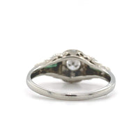18k White Gold Diamond Filigree Ring w/ Synthetic Lab-Created Emeralds (#J5713)