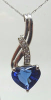 14k Gold 3.10ct Genuine Natural Tanzanite Heart Pendant with Diamonds (#J672)