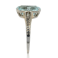 18k White Gold Filigree Ring w/Specialty Cut Genuine Natural Aquamarine (#J6611)