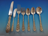 Rose by Stieff Sterling Silver Flatware Set For 12 Service 85 Pieces Repousse