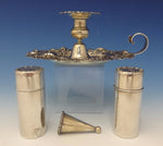 Whiting Sterling Silver Chamber Stick Set 4pc w/Pierced Floral Border (#0727)