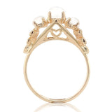 14k Yellow Gold Three-Stone Genuine Natural Moonstone Ring Size 6 (#J6926)