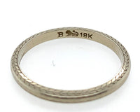 18k White Gold Wedding Band Ring Jewelry with Chevron Leaf Size 5.5 (#J5905)