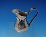 Portuguese Sterling Silver Creamer and Underplate Green Stone Rope Border #4988
