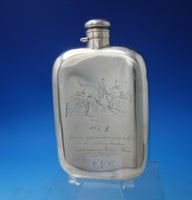 Wallace Sterling Silver Flask w/ Horse Drawn Carriage Rider #200 5.7 ozt (#5894)