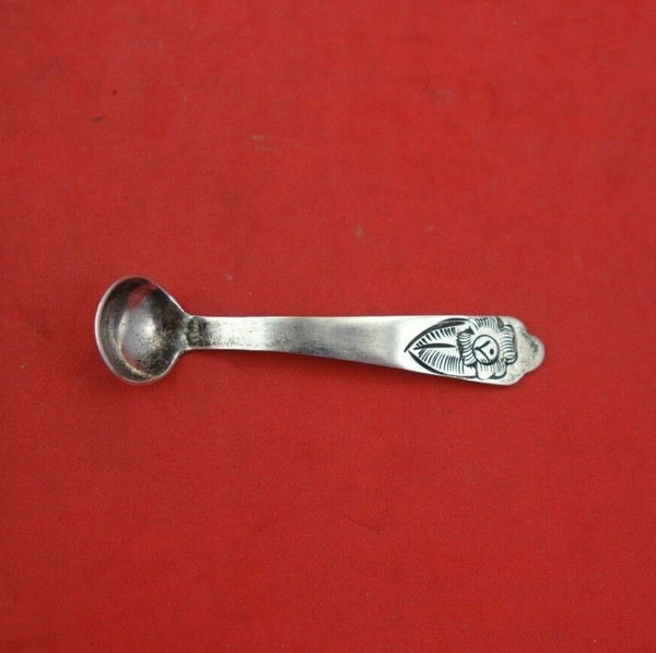 Sanborns Mexican Mexico Sterling Silver Salt Spoon with Flower 2 1/8" Heirloom