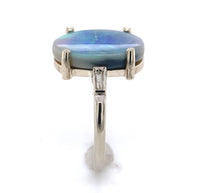 14k Gold 3.04 Carat Australian Genuine Natural Opal and Diamond Ring (#J6456)