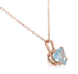 14k Rose Gold 1.73 Carat Heart Shape Genuine Natural Aquamarine Pendant (#J6728)
