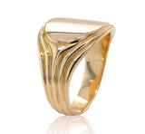 14k Yellow Gold Men's Signet Ring with Ribbed Lines Size 6.5 (#J6793)