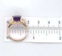 12k Rose Gold 2.86ct Genuine Natural Amethyst Ring Jewelry Modernist (#J5848)