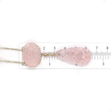 14k Yellow Gold Deco Carved Genuine Natural Rose Quartz Necklace (#J5926)