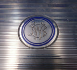 Austrian .750 Silver Card Case Engine Turned with Blue and White Enamel (#2796)