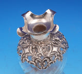 Glass Whiskey Decanter with Sterling Silver Overlay Pcd Repoussed Birds (#9262)