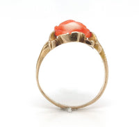 10k Yellow Gold Victorian Genuine Natural Coral Cameo Ring Size 6.5 (#J6299)