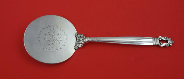 Acorn by Georg Jensen Sterling Tomato Server hammered engraved flower 8 7/8"