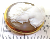 Fine 18k High Relief Genuine Natural Stone Cameo Pin (#J3568)