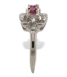 Vintage 14k White Gold  .72ct Genuine Natural Ruby and Diamond Band Ring #J7198