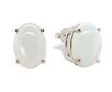 14k White Gold Large Oval Genuine Natural Moonstone Stud Earrings 11.20ct #J7382