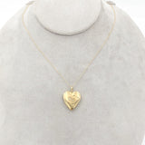 14k Yellow Gold Heart Shaped Locket with Diamond Accents Hand Engraved (#J6969)