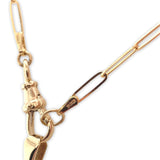 14k Yellow Gold Heart Locket Engraved Clover Elongated Chain Swivel Clasp #J7185
