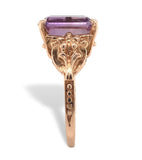 14k Rose Gold Ring with Genuine Natural Amethyst and Flowers Size 5 (#J6904)