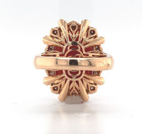 18k Gold 17.65ct Genuine Natural Ox Blood Coral Ring with .54ct Diamonds #J6179