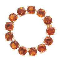 18k Yellow Gold Vibrant Orange Genuine Natural Citrine Circle Pin Brooch #J7295