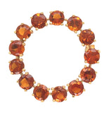 18k Yellow Gold Vibrant Orange Genuine Natural Citrine Circle Pin Brooch #J7295