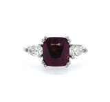 Platinum 3.27 Carat Cushion Cut Genuine Natural Ruby Ring Jewelry (#J5655)