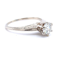 14k White Gold Antique .76ct Genuine Natural Diamond Engagement Ring (#J5191)