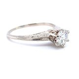 14k White Gold Antique .76ct Genuine Natural Diamond Engagement Ring (#J5191)