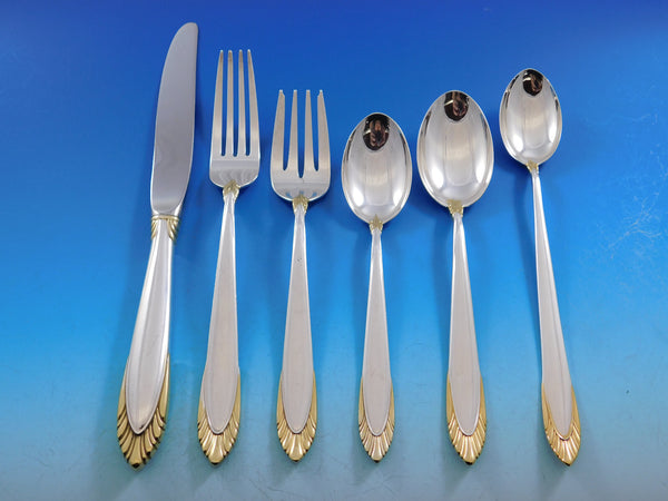 Golden Soleil by Lunt Sterling Silver Flatware Set for 12 Service 86 pieces