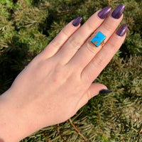 10k Rose Gold Victorian Kingman Genuine Natural Turquoise Ring Size 6.5 (#J6564)