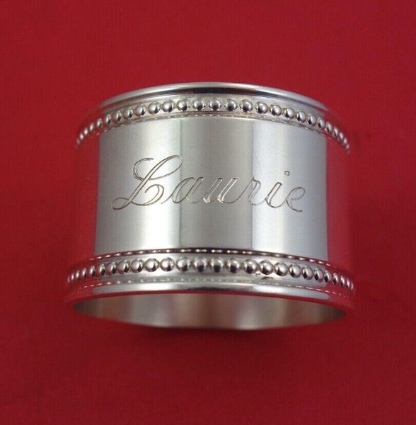 Perles by Christofle Silverplate Napkin Ring mono "Laurie" 1" x 1 1/2"