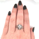 Art Deco Platinum .62ct Diamond Ring Jewelry w/ Lab-Created Sapphires GIA #J5929