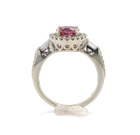 14k Gold Hot Pink Genuine Natural Tourmaline and Diamond Halo Ring (#J6364)