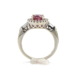 14k Gold Hot Pink Genuine Natural Tourmaline and Diamond Halo Ring (#J6364)