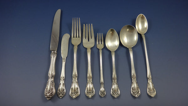 Chateau Rose by Alvin Sterling Silver Flatware Set For 12 Service 104 Pieces