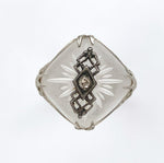 14k White Gold Filigree Genuine Natural Rock Crystal Diamond Ring (#J6207)
